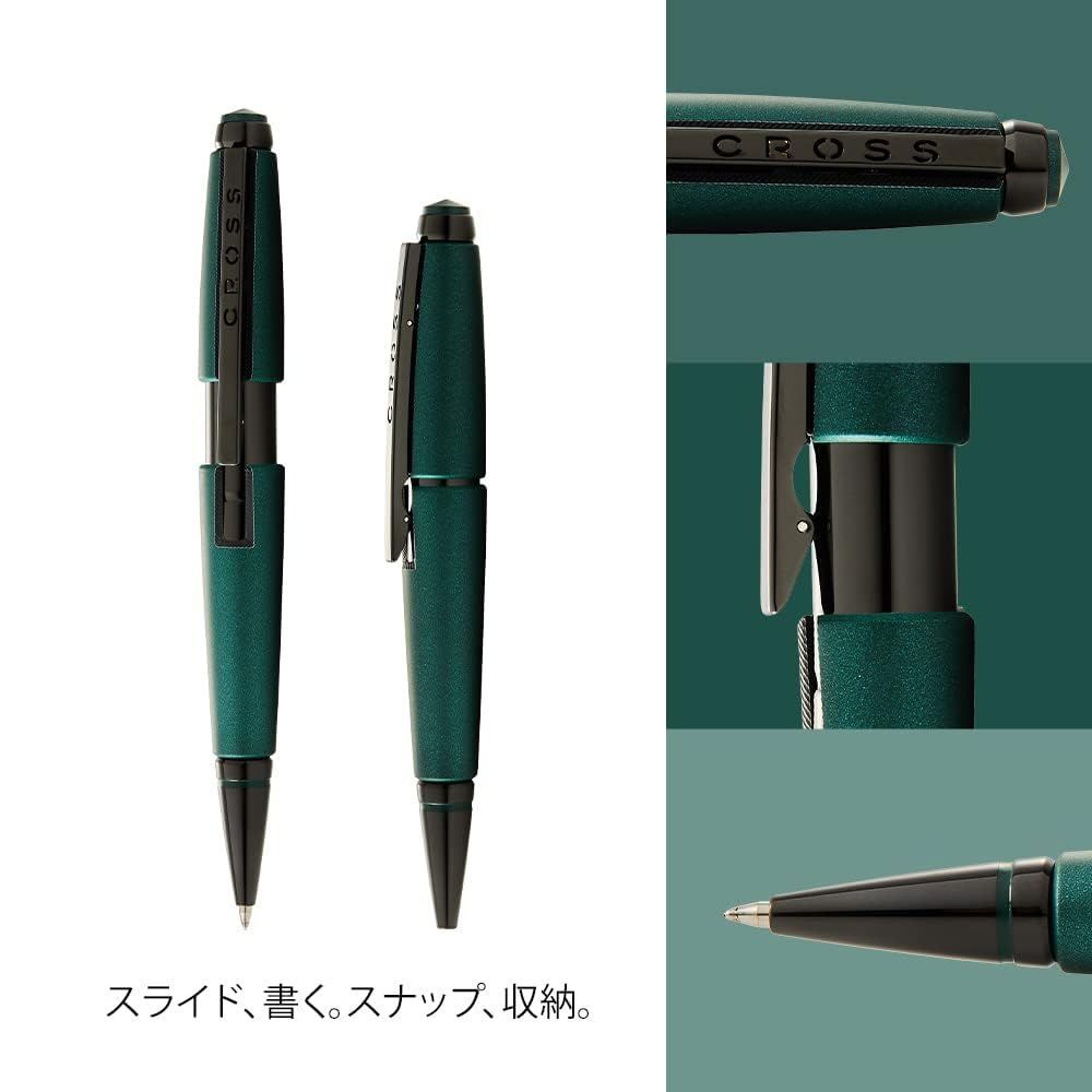 Cross ballpoint pen with matte green lacquer body and black sliding mechanism, model NAT0555-13