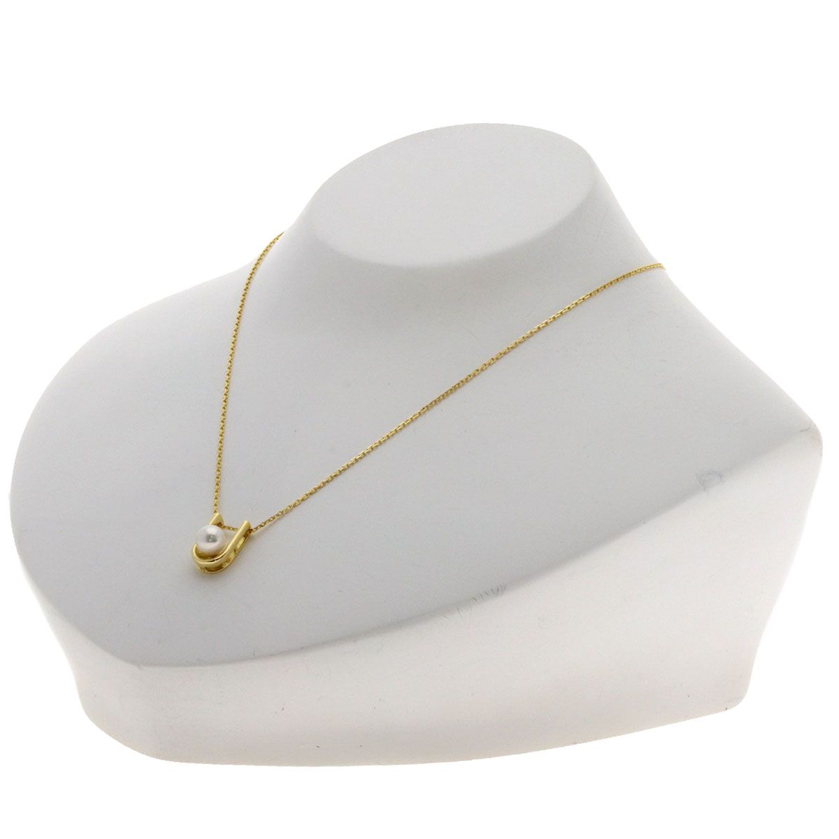 MIKIMOTO ladies pearl necklace with 6mm pearls, gold K18YG chain, 37.5cm length, elegant gold tone