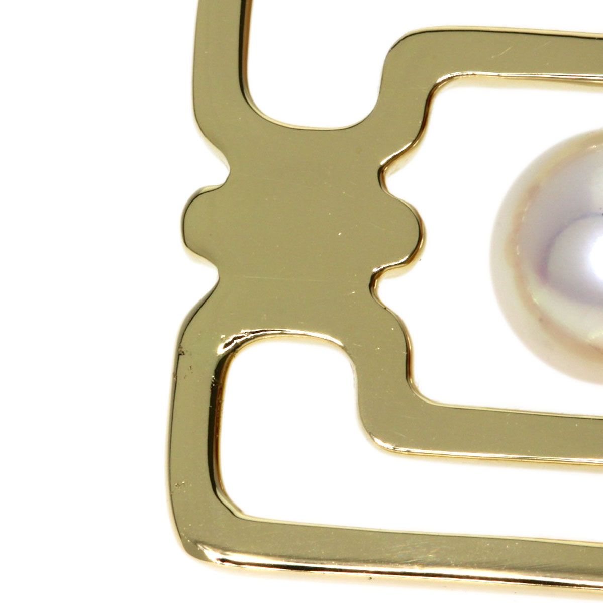 MIKIMOTO ladies pearl pendant top made of K14 yellow gold, used, size approximately 29.3 x 19.2 x 7.1 mm