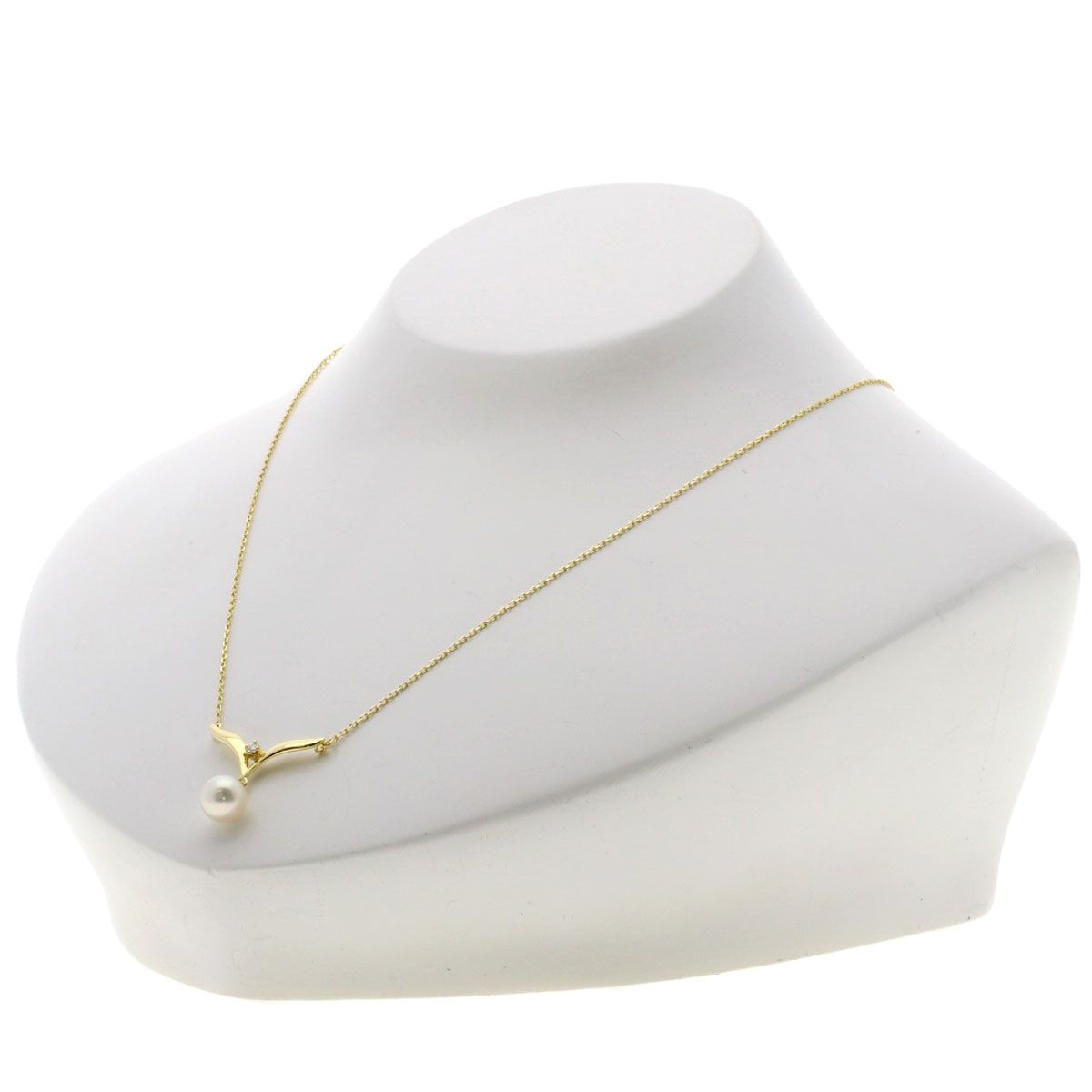 MIKIMOTO Pearl Diamond Necklace in K18YG with 7.2mm pearl and 42cm chain for women