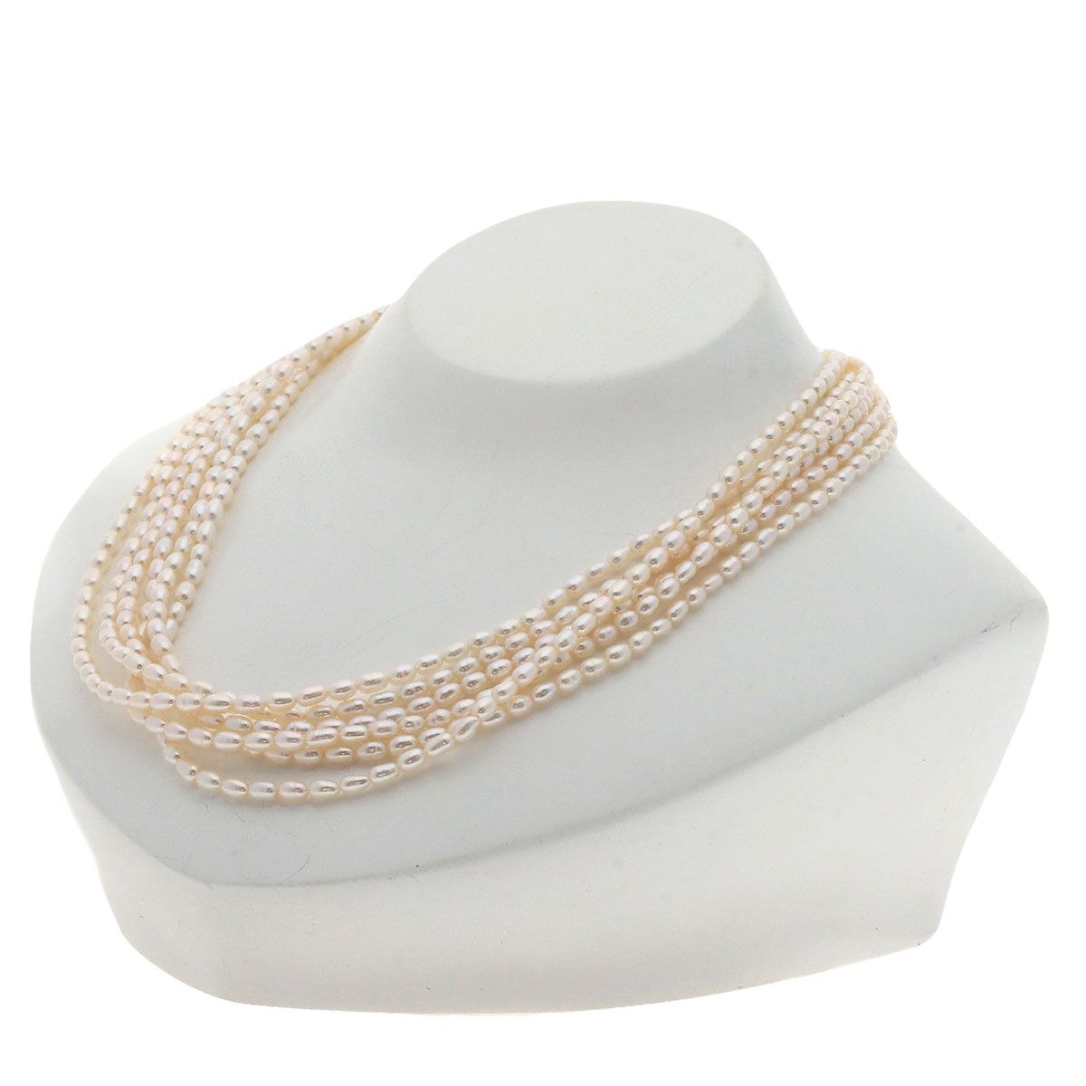 MIKIMOTO 6-row water pearl necklace in yellow gold K18YG with 3.3mm pearls, 41cm chain length for women