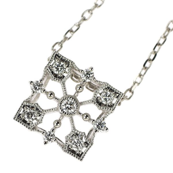 Mikimoto K18WG diamond pendant necklace with 0.16ct diamond and 43 cm chain