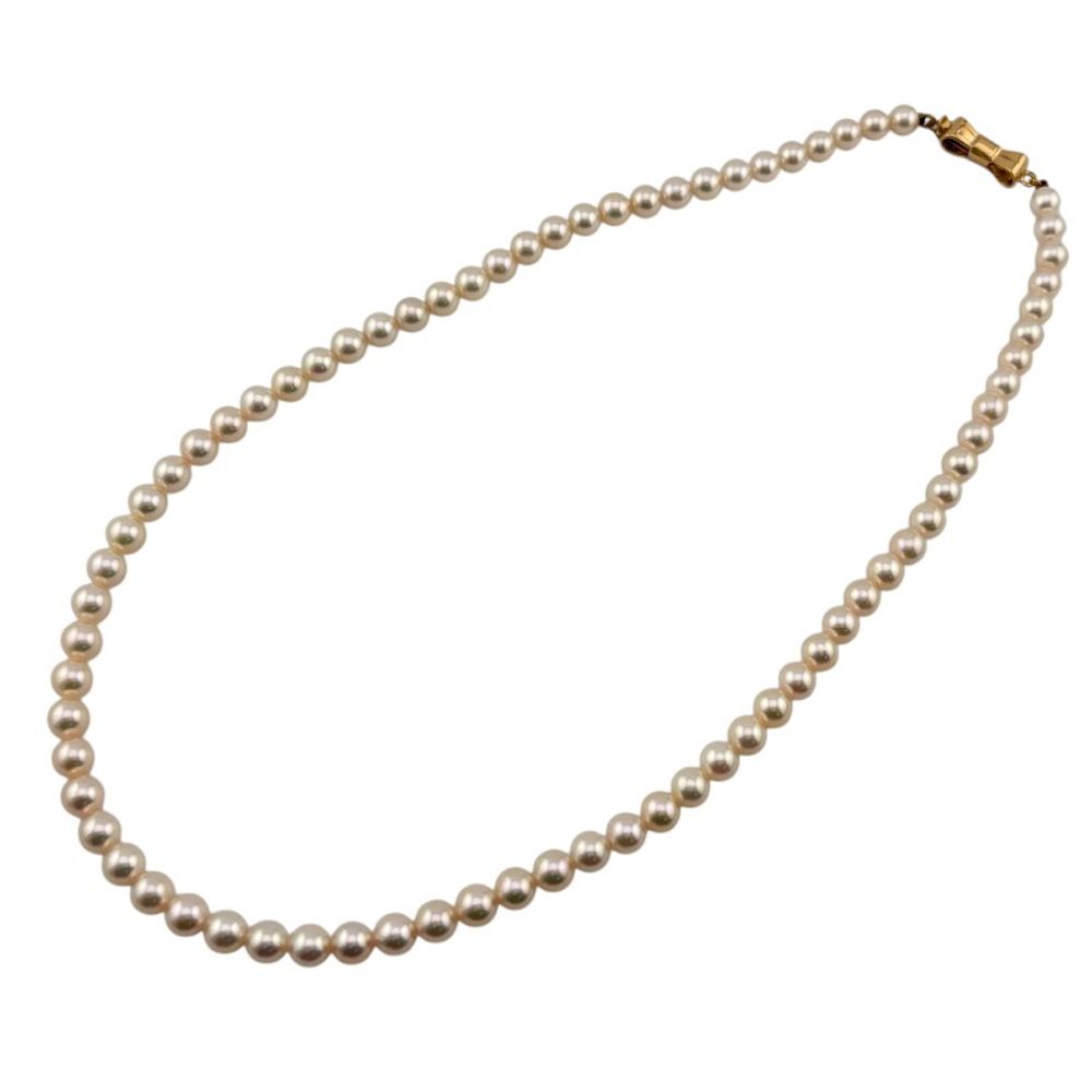 MIKIMOTO 18K yellow gold necklace featuring a single 5.2mm pearl on a 40cm chain for women