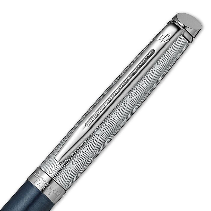 Waterman Metropolitan Private Collection Sapphire Nocturne CT ballpoint pen with blue lacquer finish and chrome trim