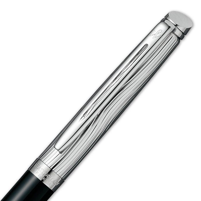 Waterman Metropolitan Deluxe Black CT ballpoint pen with lacquered brass body and chrome trim
