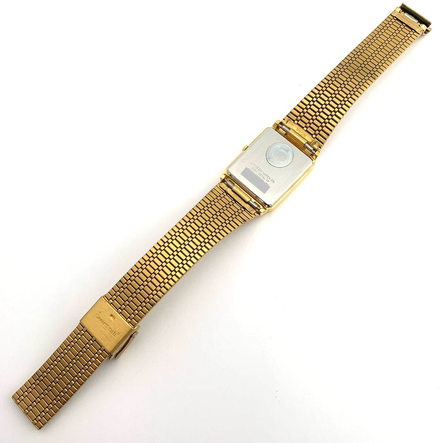 Used CITIZEN 6031-G03715 gold quartz watch with mesh band showing gold base metal body only