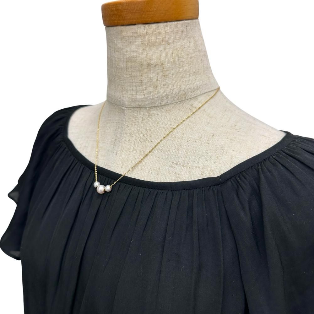 Mikimoto Akoya pearl necklace with 5.5-7.6mm pearls in 18K yellow gold, 45cm length, ladies used jewelry