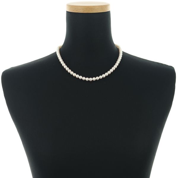 Mikimoto silver necklace featuring 6.0-6.4mm pearls measuring about 42 cm in length