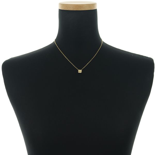 Mikimoto 18K yellow gold necklace with diamond clover pendant and 38-40 cm chain