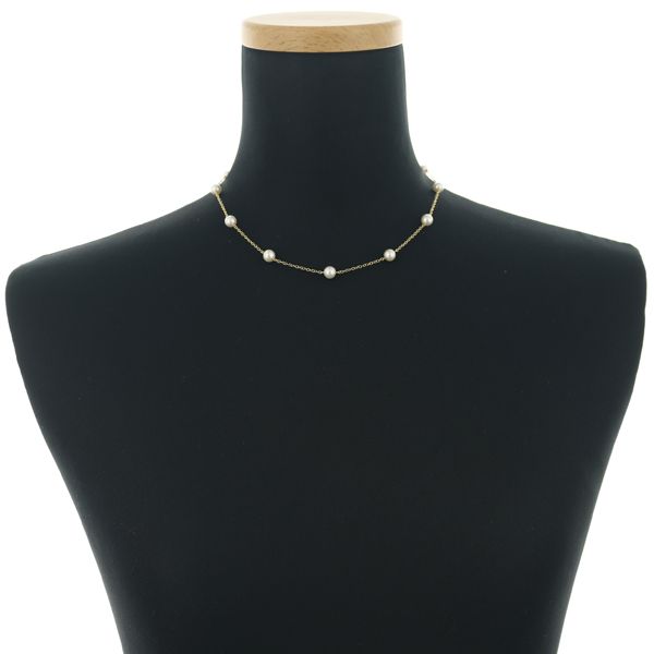 MIKIMOTO pearl necklace with 4.6-6.2mm pearls on 18K yellow gold chain, 38cm length