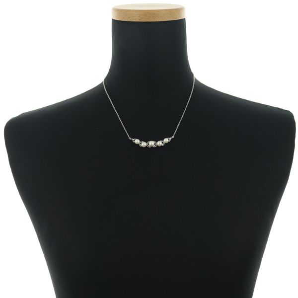 Mikimoto silver 925 necklace featuring 5.5-6.0mm pearls with a 42cm chain and 7.4×46.8mm top design