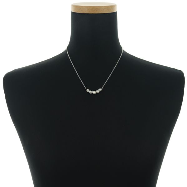 Tasaki pearl necklace with 4.3-5.2mm oyster pearls on spiral silver SV925 chain with 38/41 cm length