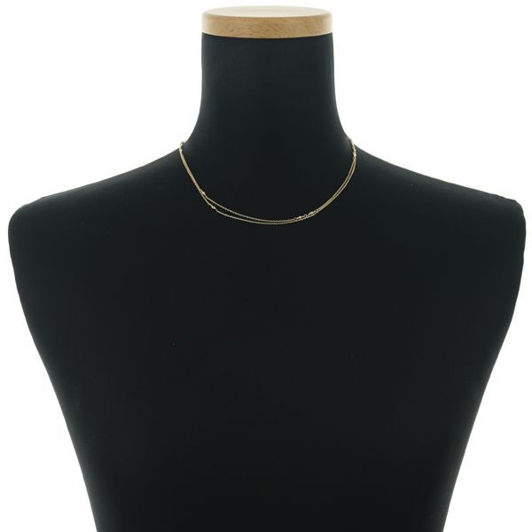 Agate chain necklace with a mirror ball pendant in yellow and pink gold, 70cm length, 2.2mm wide