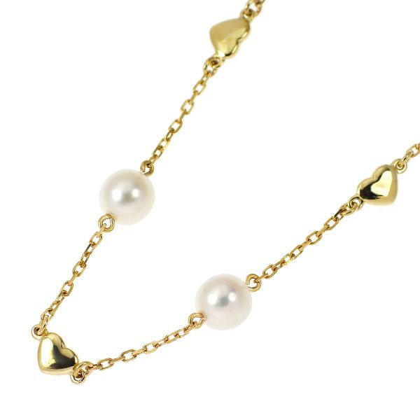 Mikimoto K18YG Akoya Pearl Necklace with 41 cm gold chain and single round white pearl pendant