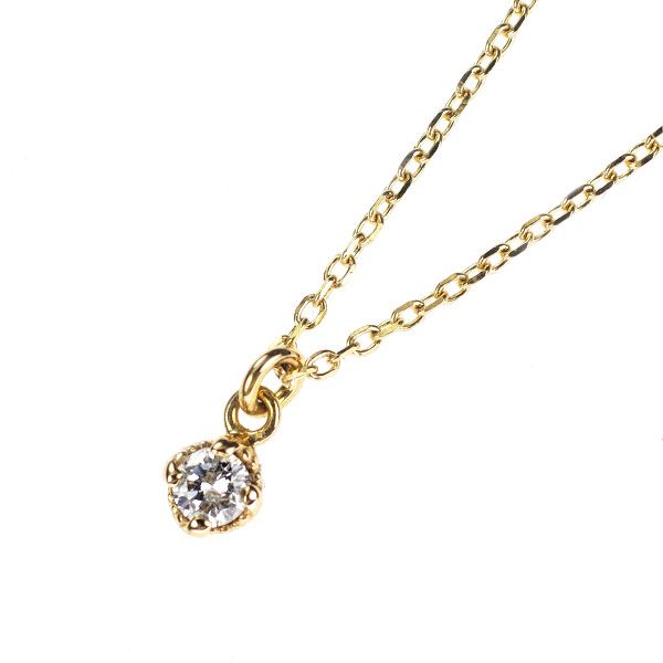 Agete K14YG yellow gold diamond pendant necklace with 0.05ct diamond on 40 cm chain