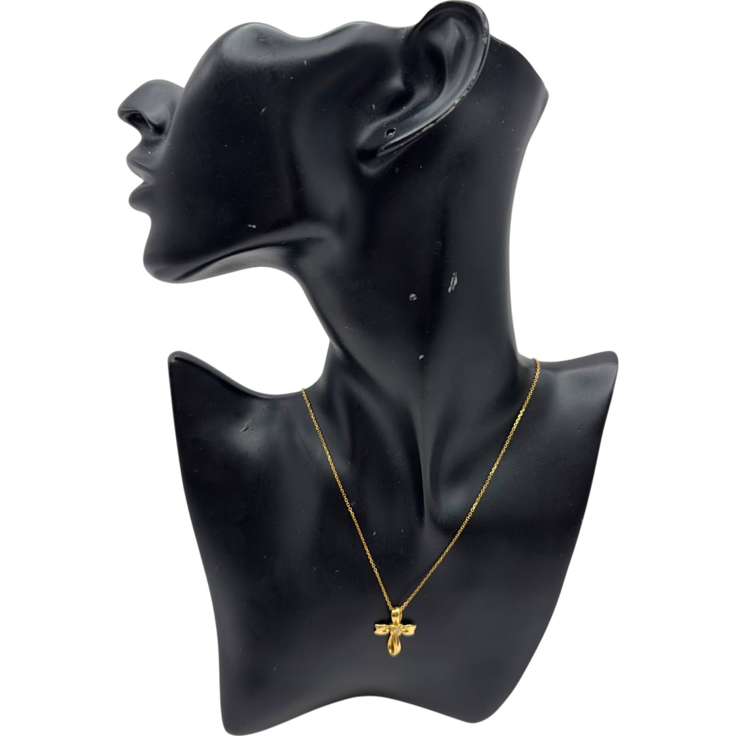 Mikimoto Ribbon Necklace in 18K Gold with a 0.01ct Diamond and 39cm Chain