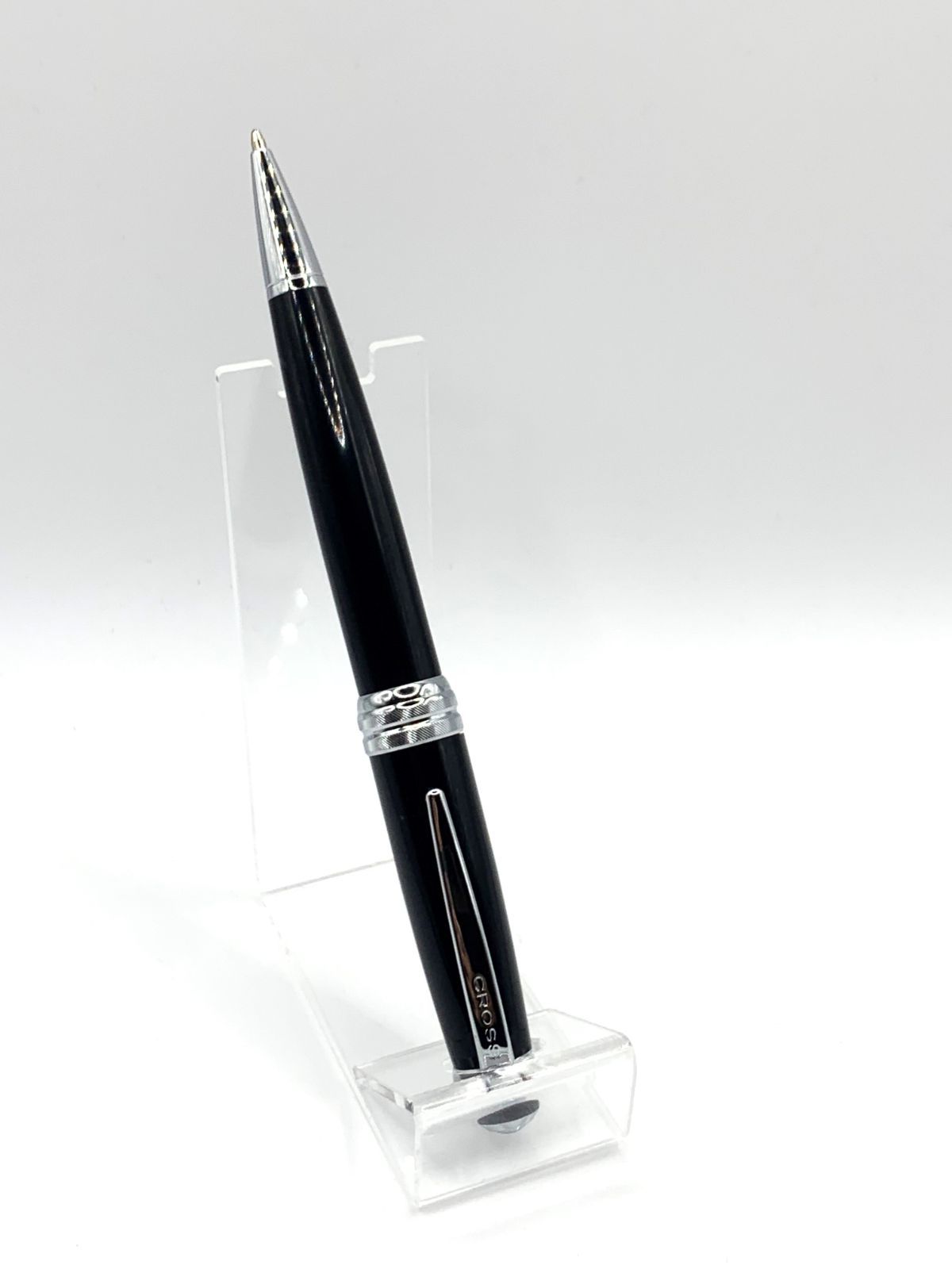 CROSS Bailey Black ballpoint pen with resin body and grooved center ring on white background