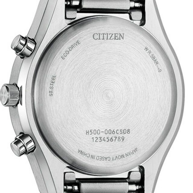 Citizen Record Label Watch Men AT2541-54A with white dial, silver stainless steel band, and chronograph