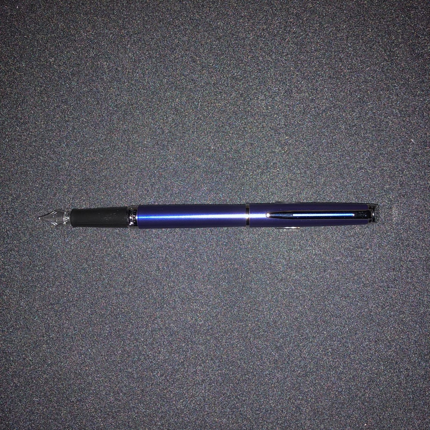 WATERMAN Metropolitan Essential Fountain Pen in bright blue with stainless steel satin lacquer finish and fine nib