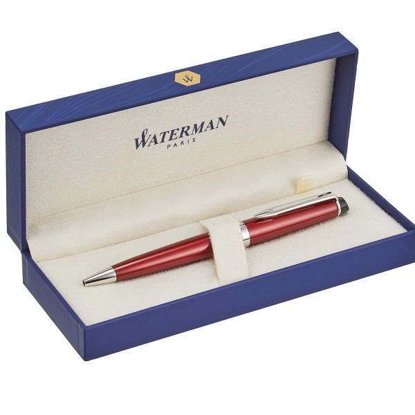 Waterman Expert Essential Dark Red CT ballpoint pen with brass lacquered finish and nickel palladium clip