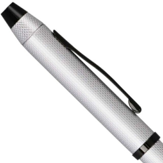 CROSS Tex Three NAT0090-21ST brush chrome ballpoint pen and 0.5mm mechanical pencil set in black and red