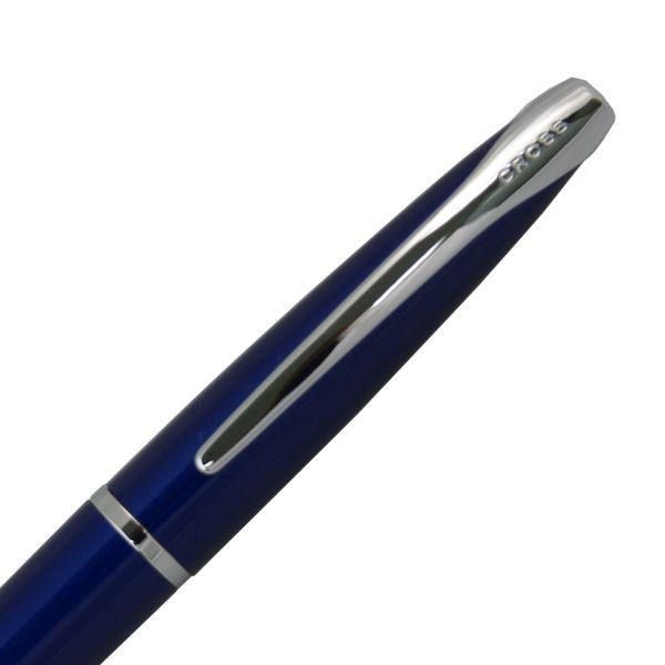 Cross ATX fountain pen in translucent blue lacquer with medium nib, shown capped and uncapped