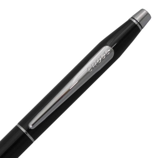 Cross Classic Century black lacquer ballpoint pen with sleek 135mm length and silver accents