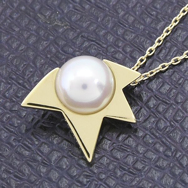 Tasaki Ladies Comet Plus yellow gold necklace with 7.6mm pearl pendant and adjustable 45 cm chain