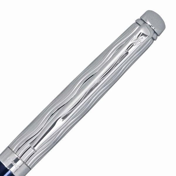Waterman Metropolitan Deluxe Special Edition Blue ST 2166483 twist pen with brass body and wave-pattern rhodium-plated cap