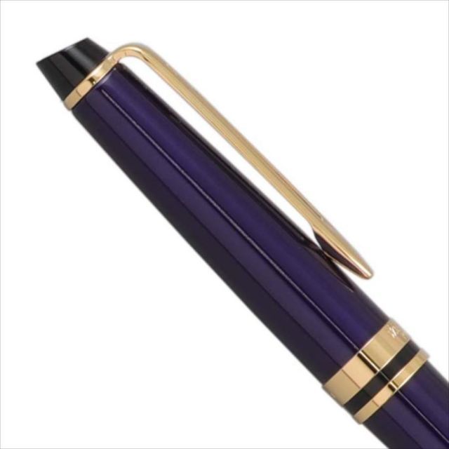 WATERMAN Expert Essential Bluish Blue GT ballpoint pen with gold trim and sleek design