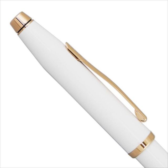 Cross Century II ballpoint pen in pearl white lacquer with sleek design and silver accents