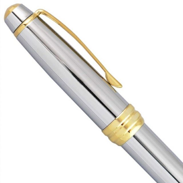 Cross Kuro Ballpoint Pen Bailey AT0452-6 Medalist with brass barrel, chrome plating, and 23K gold plated details