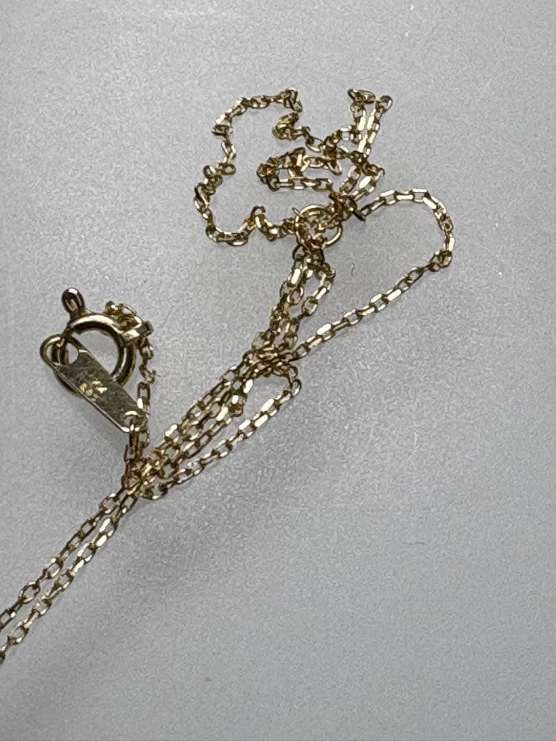 Aget K14 gold necklace with 0.05CT diamond, 40cm chain, engraved design