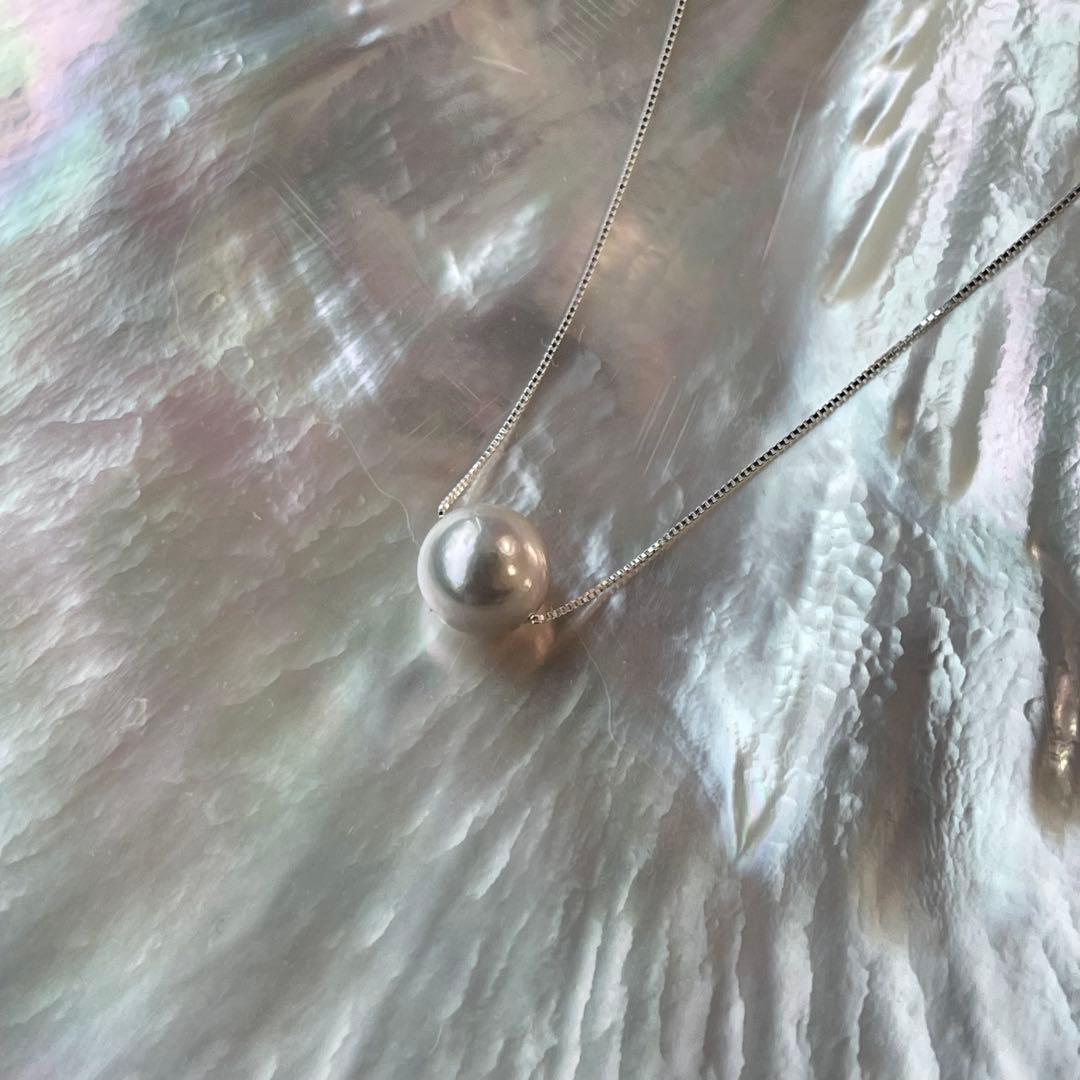 Akoya Pearl Natural single pearl necklace with S925 silver chain, 5.8-9 mm pearls, 42 cm length