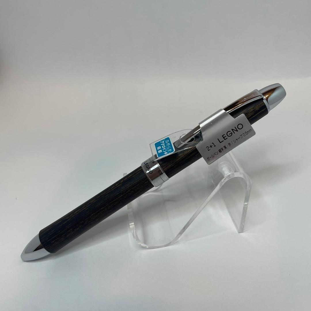 Pilot 2+1 LEGNO multi-functional pen and pencil with wooden body and fine 0.7mm ballpoint tips in black and red