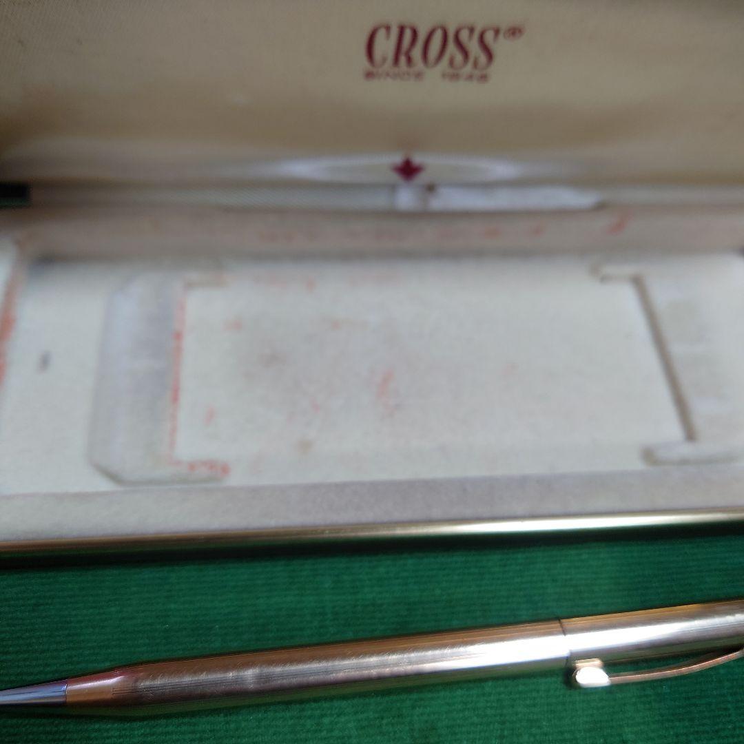 Cross 14KT 1/20 gold plated ballpoint pen with inscription and included case showing wear