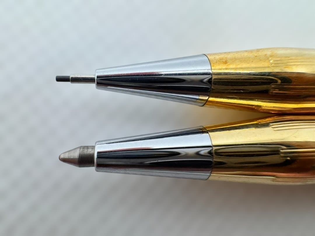 Kuro Century 18K gold filled ballpoint pen and pencil set with script logo, made in USA