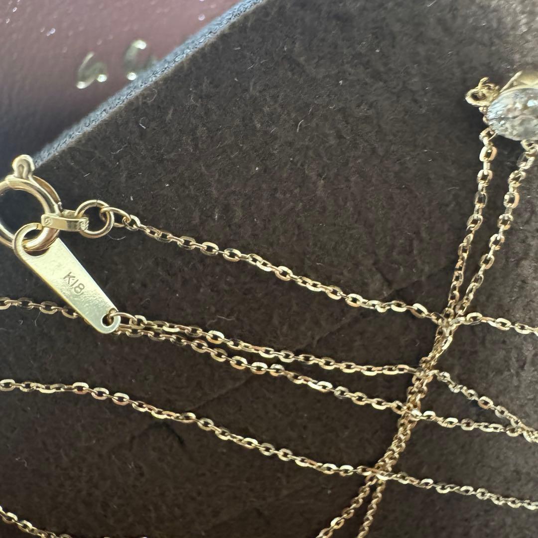 Agete K18 gold diamond necklace with 0.2 carat diamond and 45cm chain length