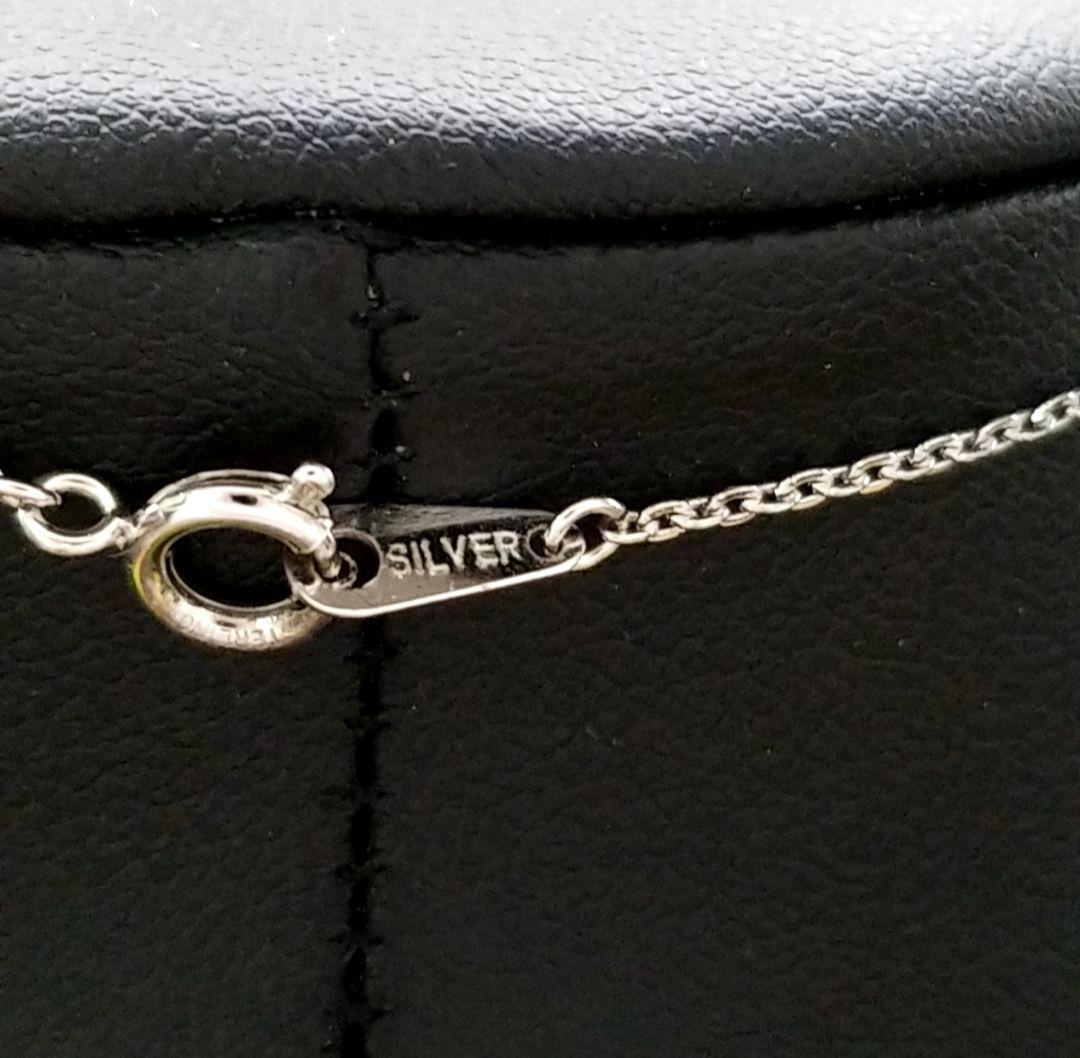 Mikimoto silver plate pearl ladies necklace with 6mm pearl and silver chain showing MS charm on pendant back
