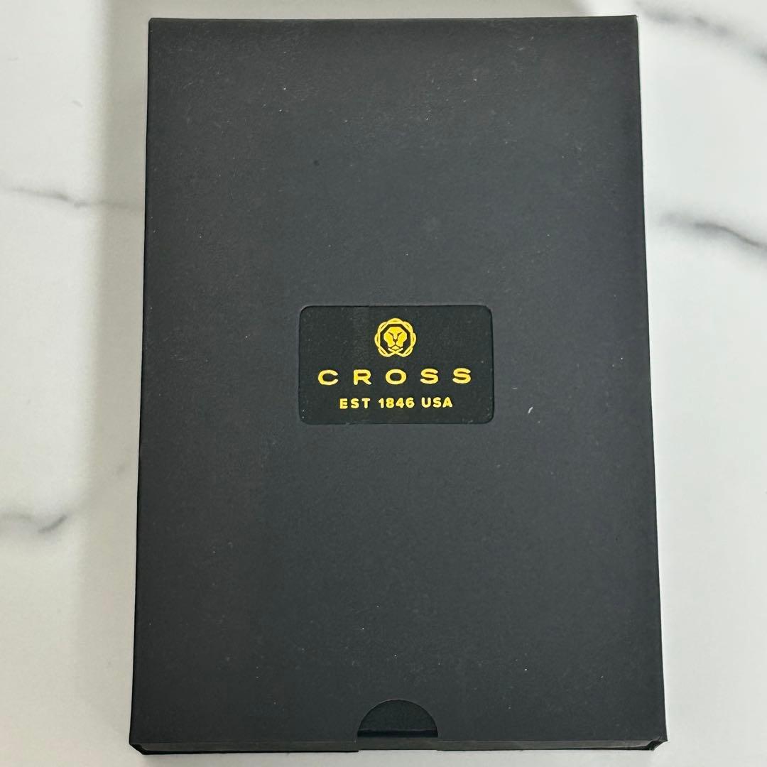 CROSS blue ballpoint pen with leather case and gift box displayed on white background
