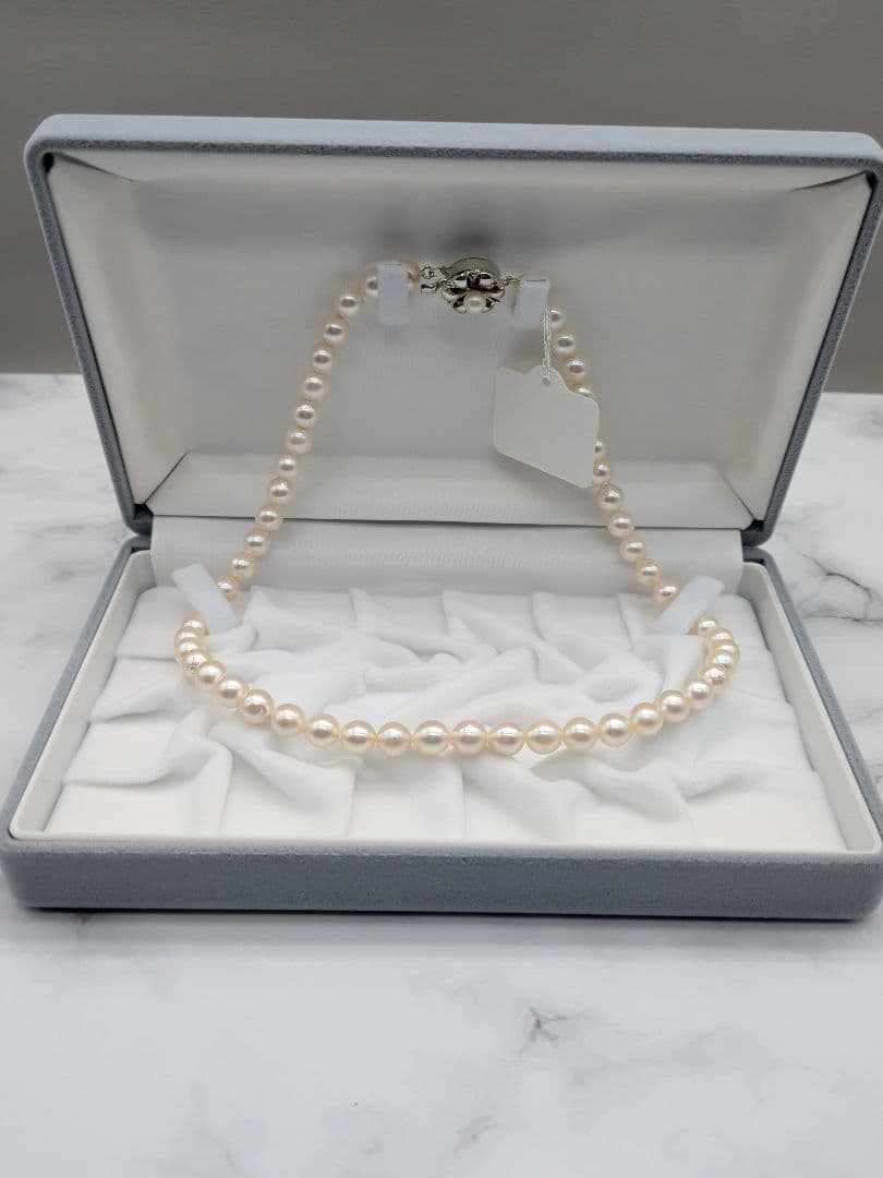 Akoya genuine pearl necklace 7-7.5mm pink white 42.3cm with silver clasp for formal occasions