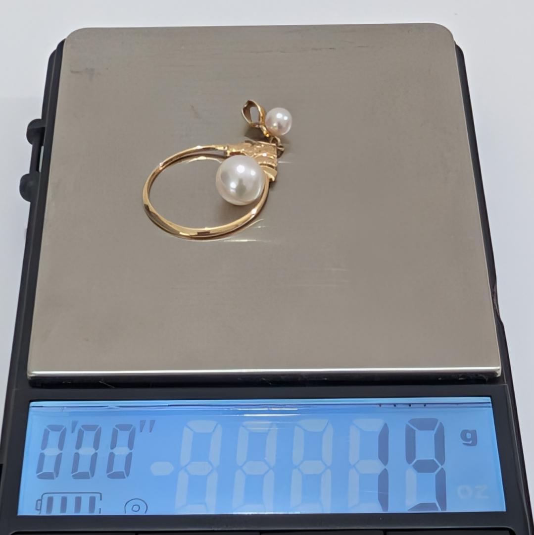 2060 Mikimoto pearl pendant top in yellow gold K14YG with 3.3 cm height and 1.9 g weight