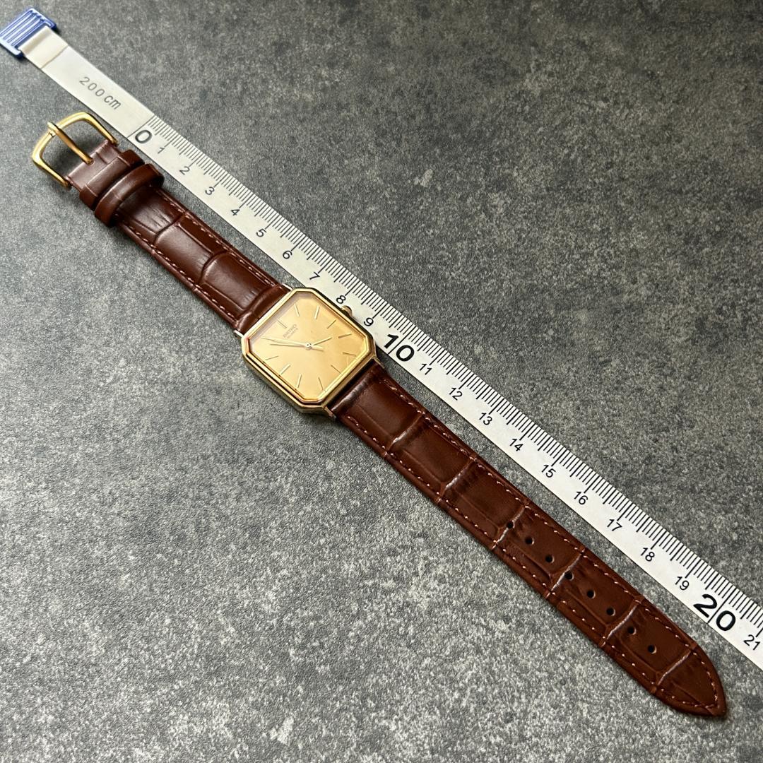 SEIKO Tank Octagon Gold Dial Quartz Men's Watch — Japanese