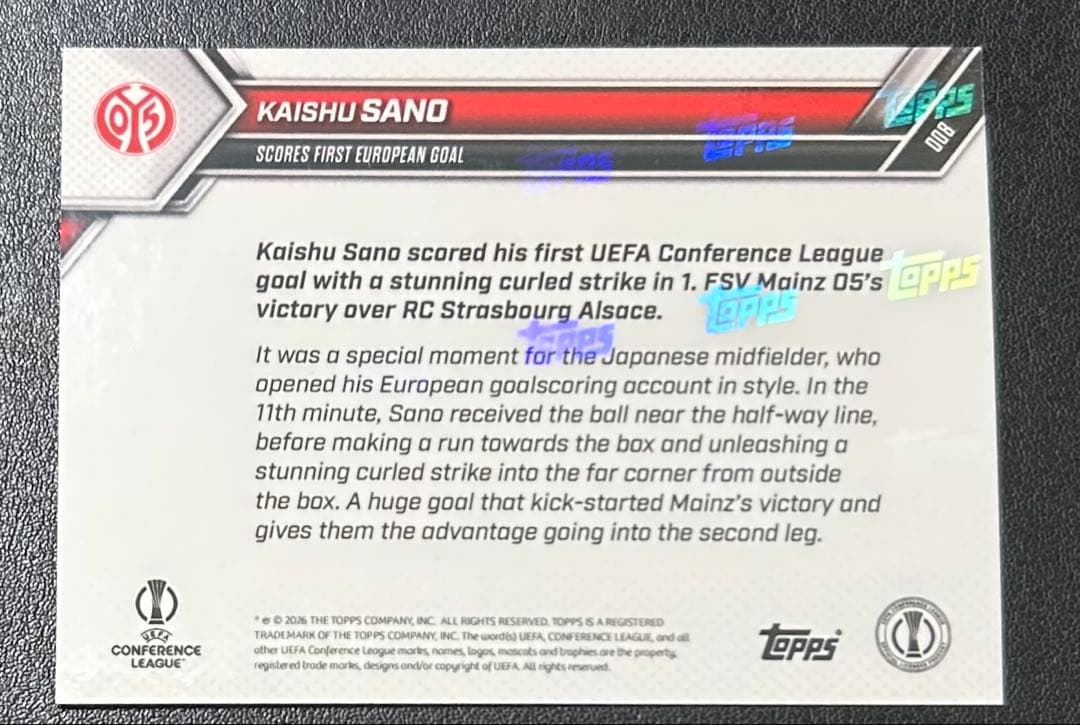 25-Card Limited Sano Kaito Jersey Number Topps Now Japan National Soccer Team — Japanese