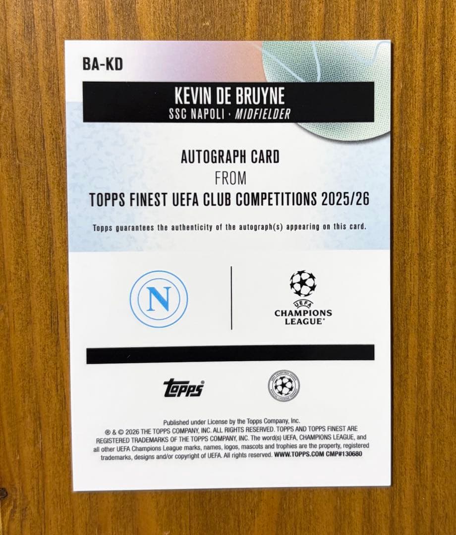 Kevin De Bruyne 75 Shirt Autograph 25-26 Topps Finest UCC — Japanese