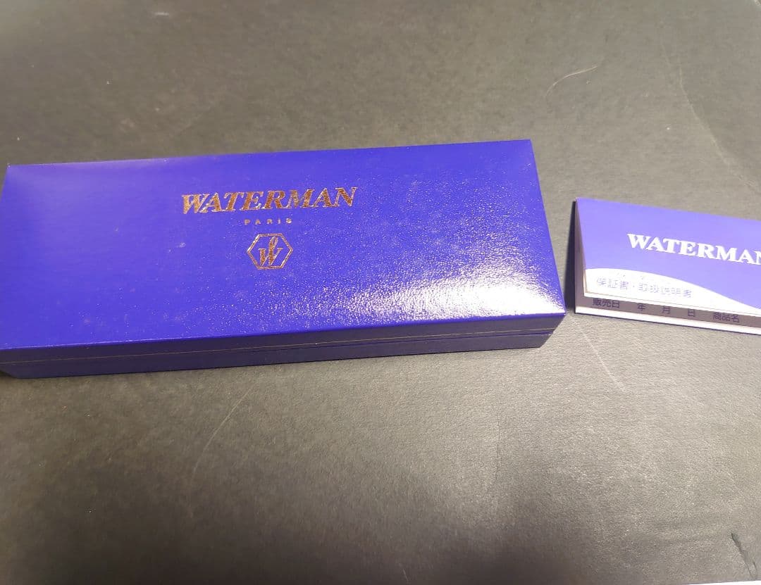 Waterman Phileas Series Blue Marble ballpoint pen with resin body and twist mechanism in Art Deco style