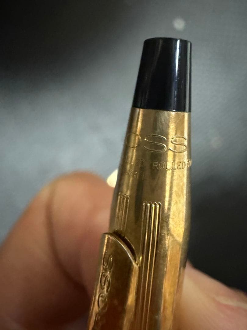 CROSS 1/20 10KT Gold Filled ballpoint pen and mechanical pencil set with vertical line pattern
