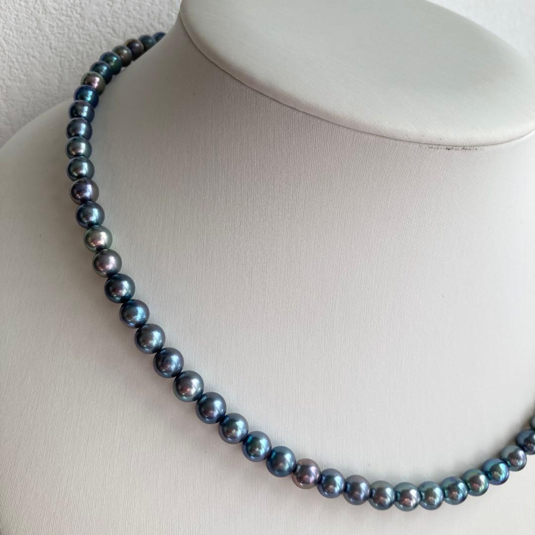 Akoya Pearl Necklace M793 featuring 5.5-6mm pearls with pure rhodium metal fittings, 42cm length plus extender