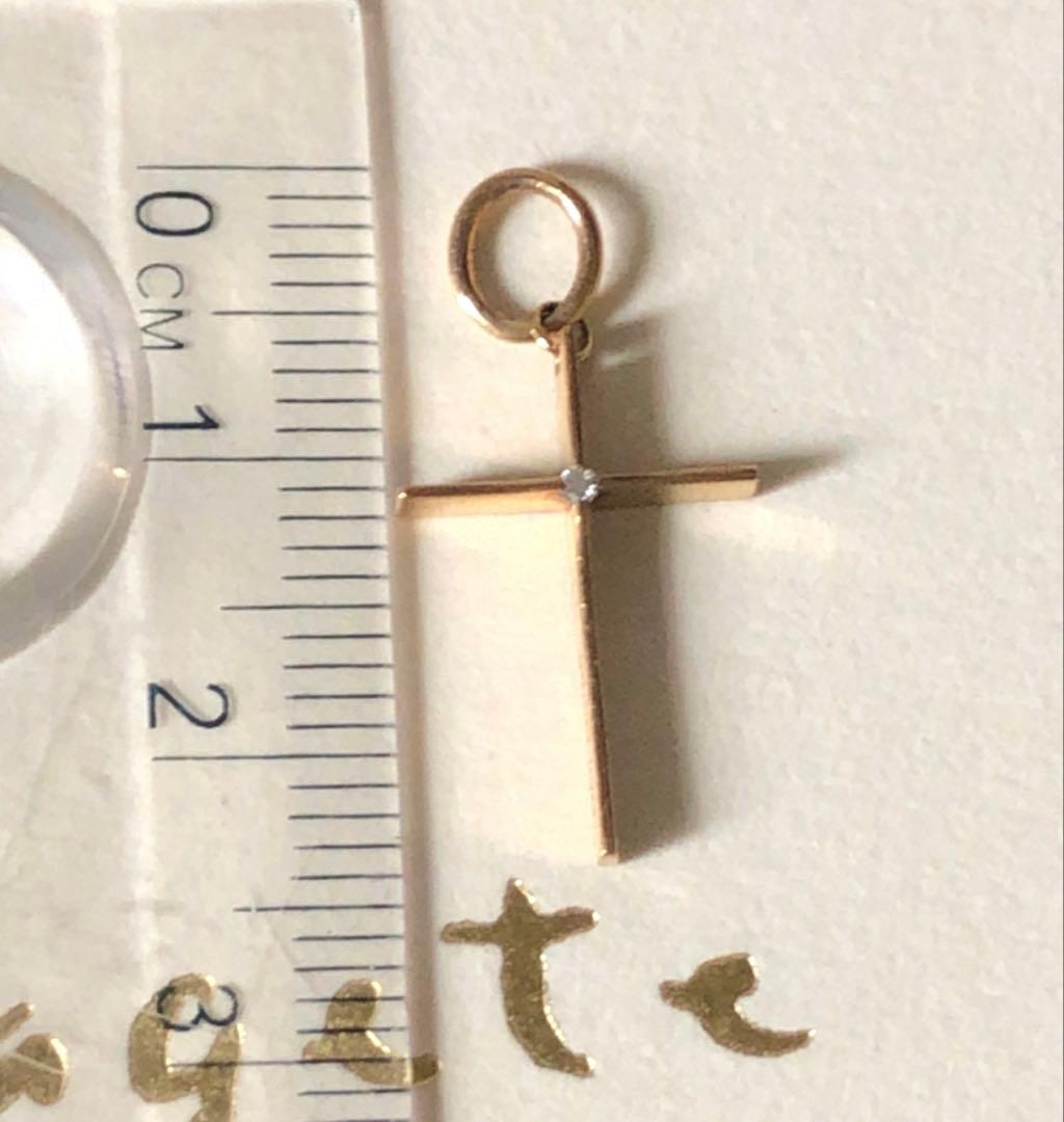 Agete K10 cross pendant top made of yellow gold weighing 0.59g with K10 agete 0.01 engraving