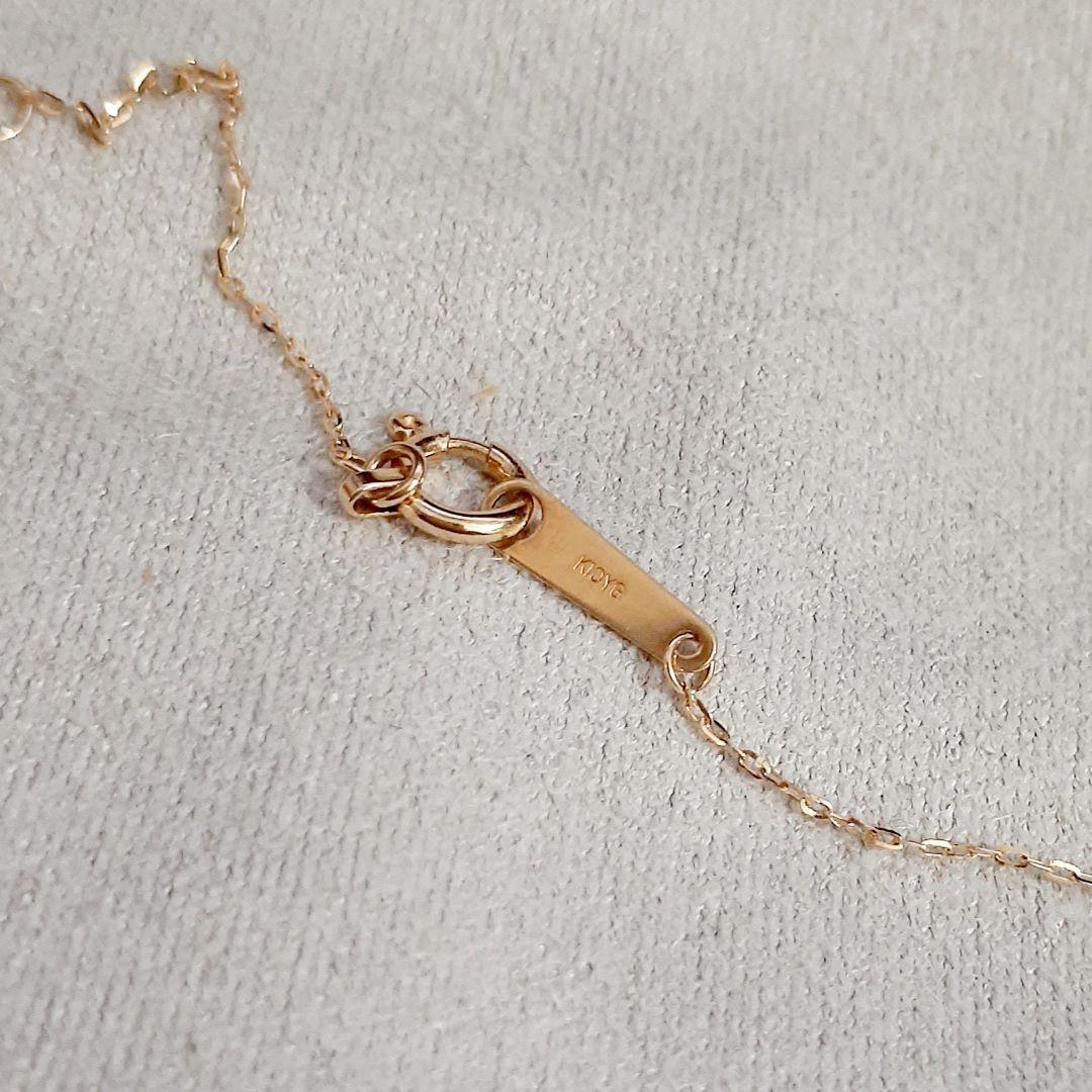 Agete K10YG yellow gold necklace with 0.03 carat diamond and 40 cm adjustable chain
